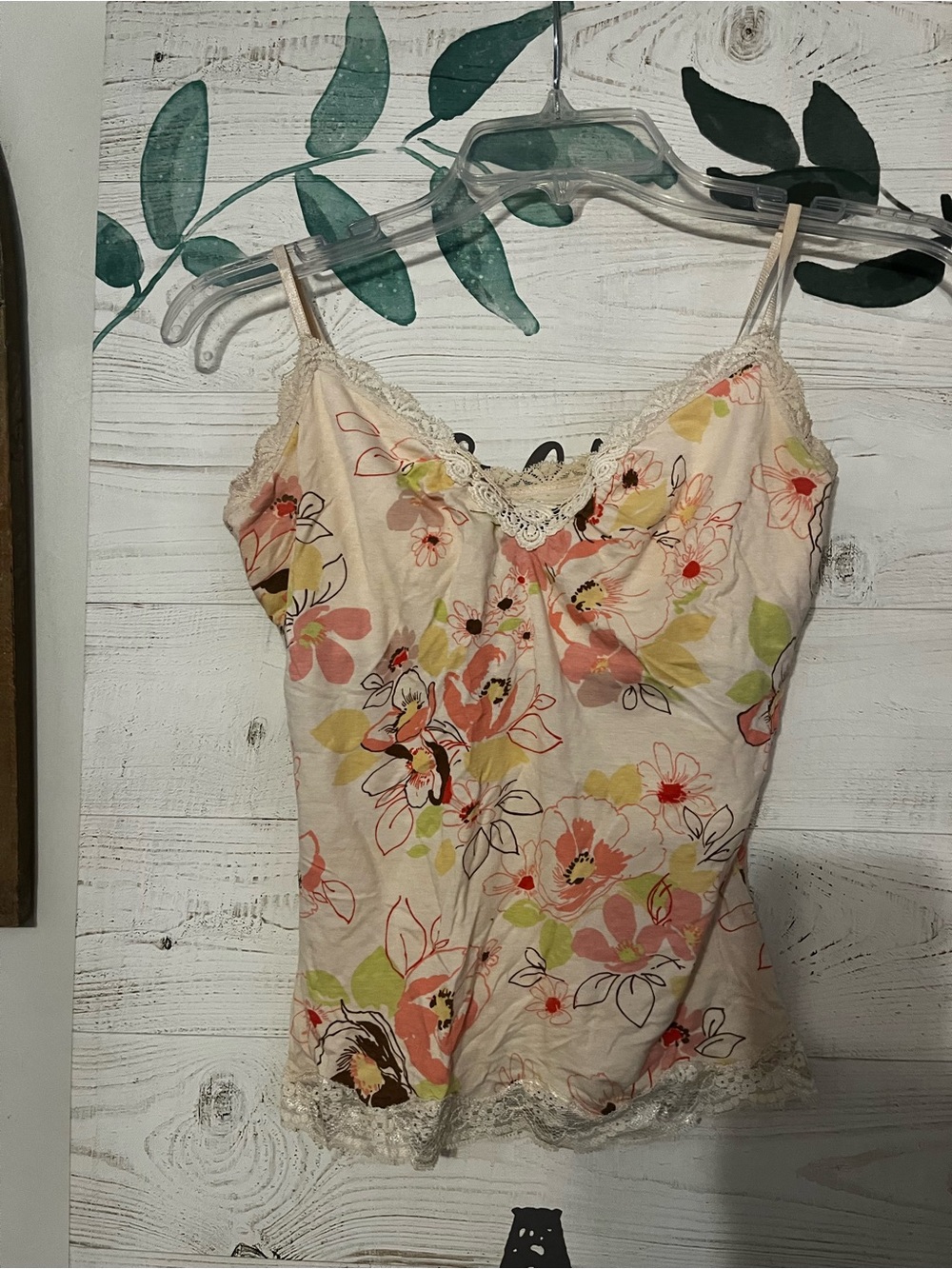 Express Floral Lace-Trim Camisole - Pink, Coral, Cream